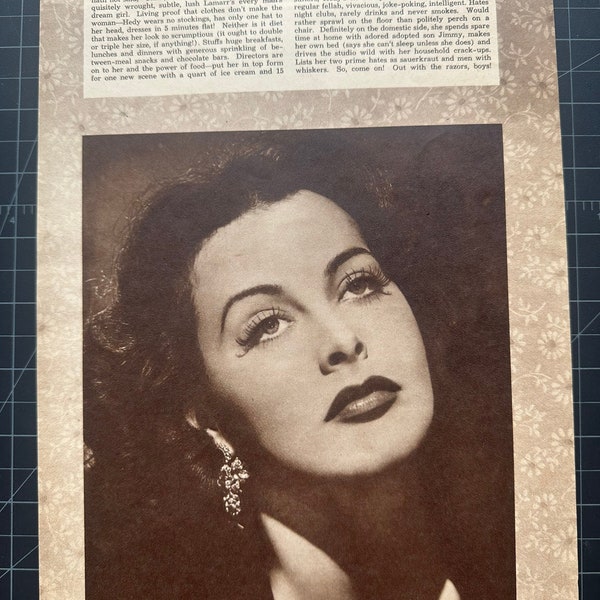 Vintage 1940er Jahre Hedy Lamarr Magazin Portrait