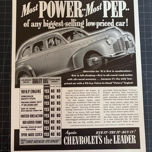 Vintage 1941 chevrolet print advertisement