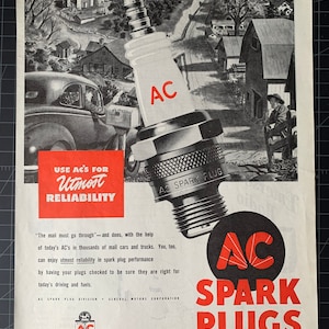 Vintage 1947 ac spark plugs print advertisement