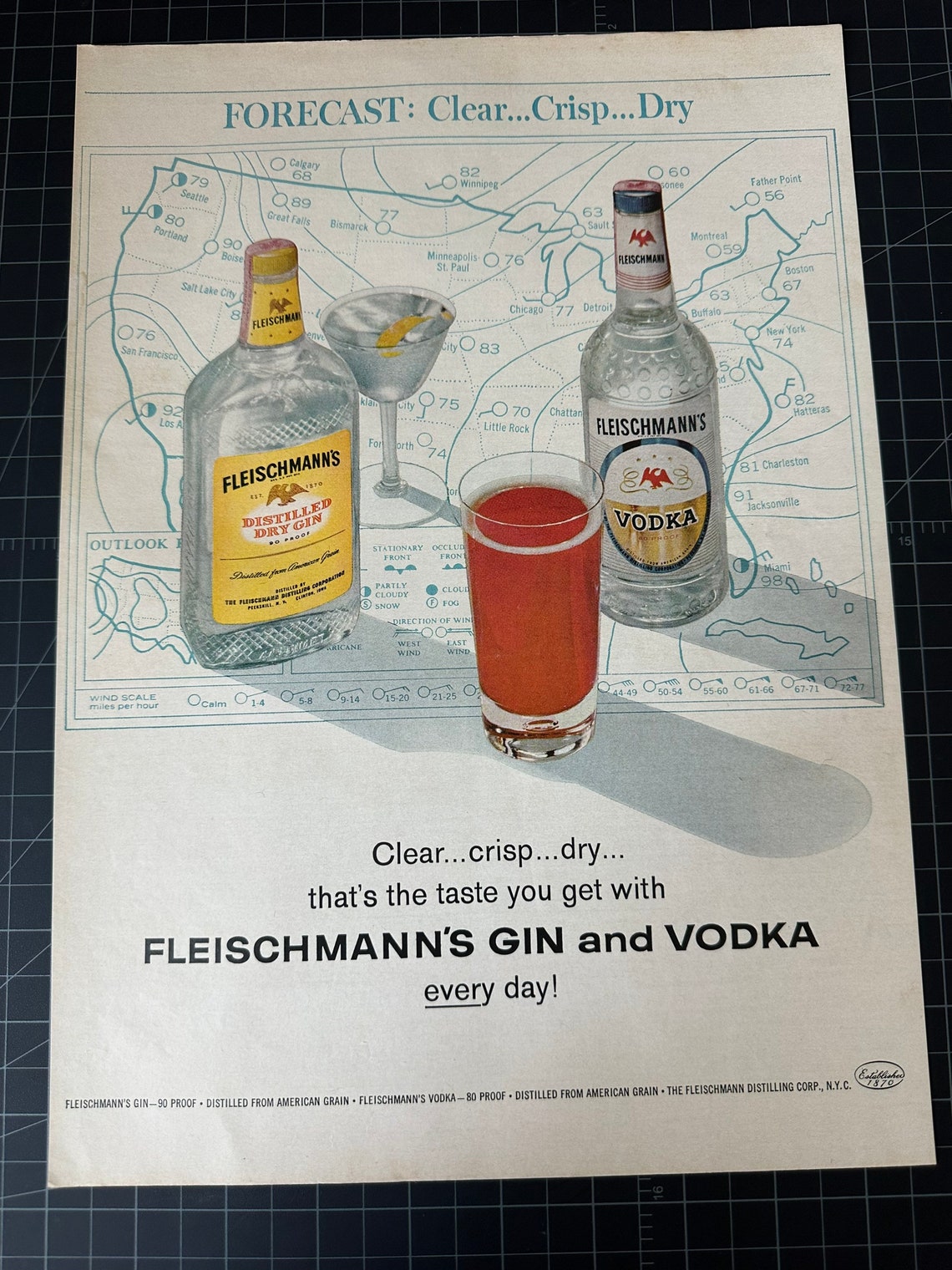 Vintage 1960s Fleischmanns Gin Print Ad Etsy