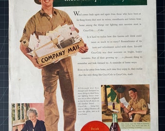 Vintage originele Coca-Cola-advertentie uit 1943 - WO II