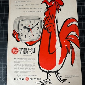 Vintage 1954 general electric alarm clock print advertisement