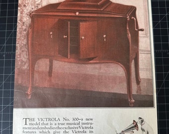 Vintage 1922 Victor Victrola Phonograph Original Print Ad