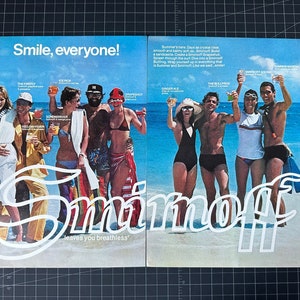 Anuncio impreso vintage de vodka Smirnoff de los años 70