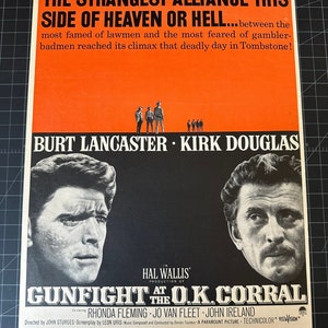 Vintage 1957 “gunfight of the o.k. corral” film print ad - burt lancaster - kirk douglasvintage