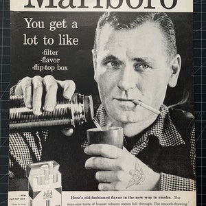 Vintage 1950s marlboro cigarettes print advertisement