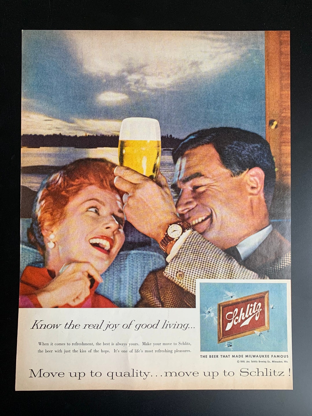1959年ヴィンテージ シュリッツビール オリジナル広告 - Etsy 日本