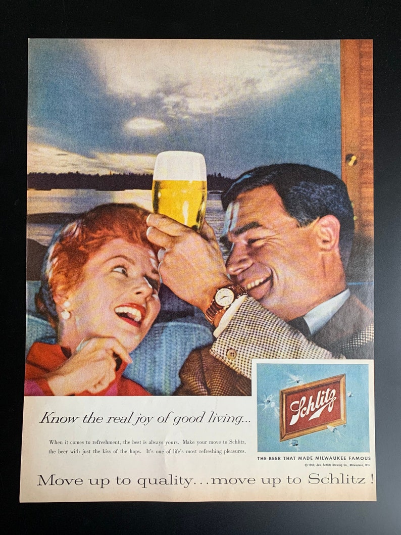 Vintage 1959 Schlitz Beer Original Advertisement - Etsy