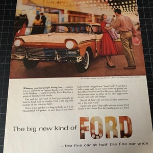 Vintage 1957 ford fairlane 500 print advertisement