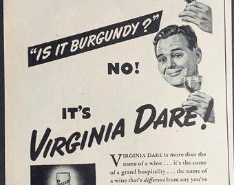 Vintage 1940 Virginia Dare Wine Print Ad