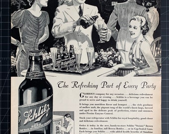 Vintage 1937 schlitz beer print advertisement