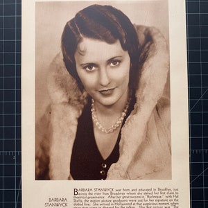 Vintage Barbara Stanwyck Photoplay Portrait Print