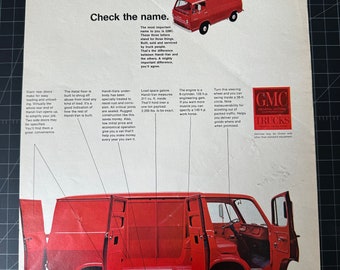 Anuncio original de camionetas GMC vintage de la década de 1960