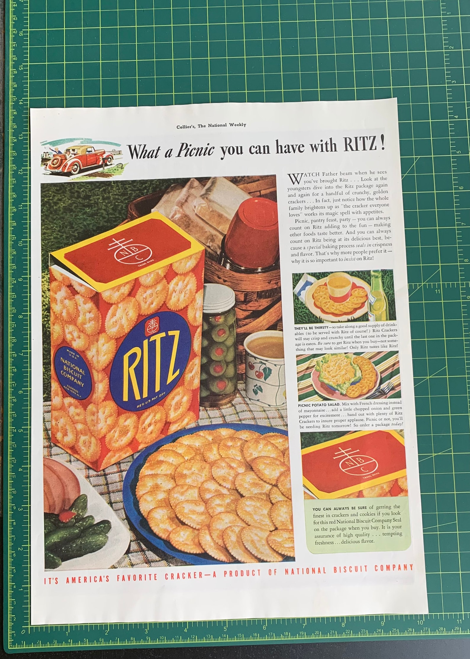 Vintage 1940 Ritz Crackers Print Ad | Etsy