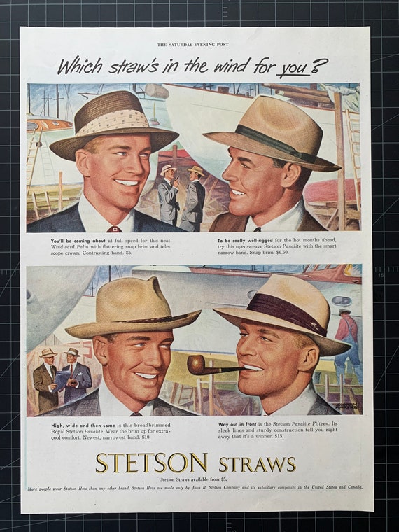 Vintage 1949 Stetson Hats Print Ad 