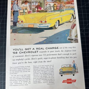 Vintage 1958 Chevrolet Impala Convertible Print Ad