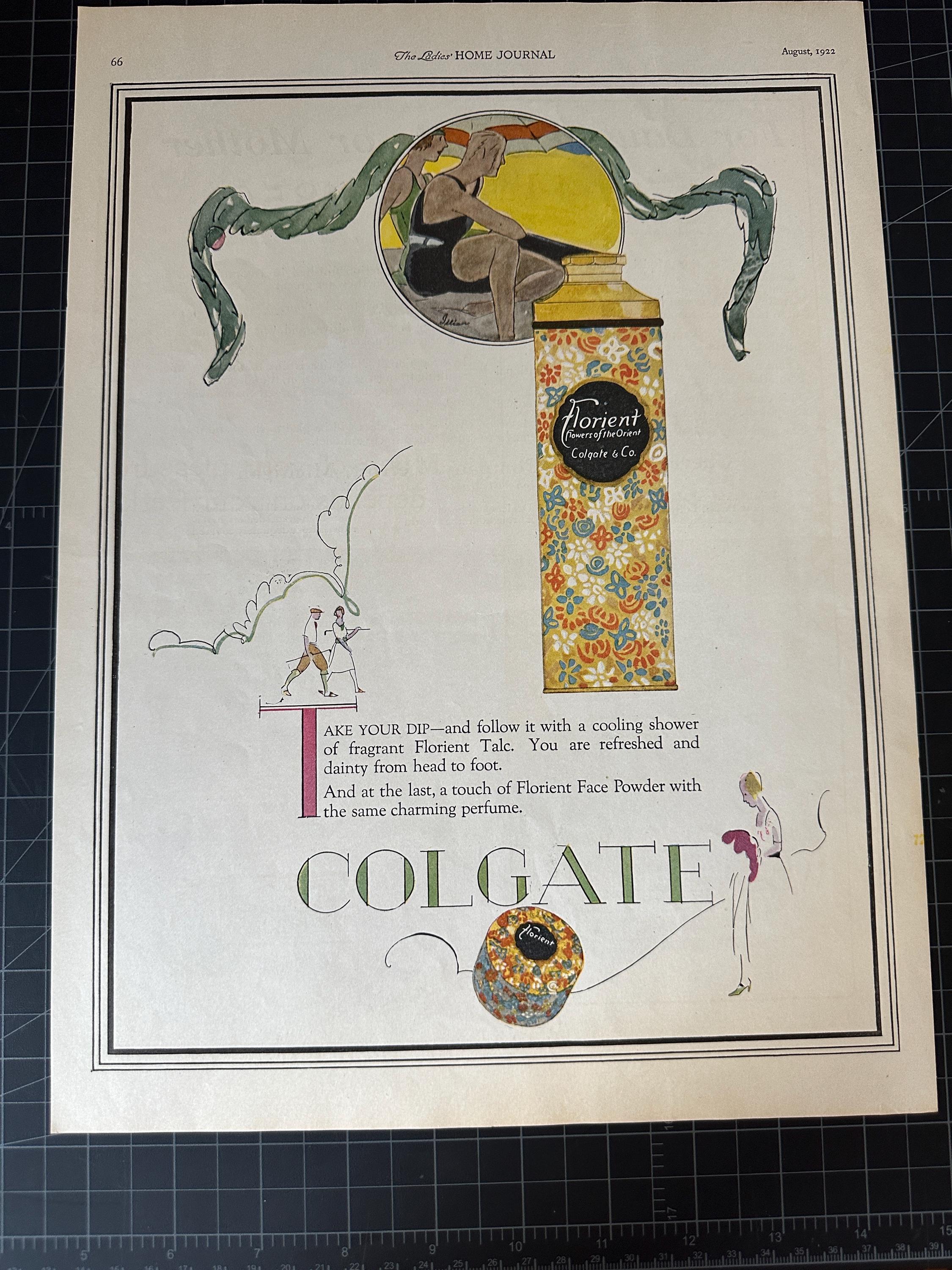 1922年ヴィンテージコルゲートタルクパウダーオリジナル広告 - Etsy 日本