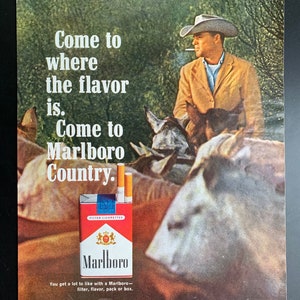 Vintage 1965 marlboro cigarettes print advertisement