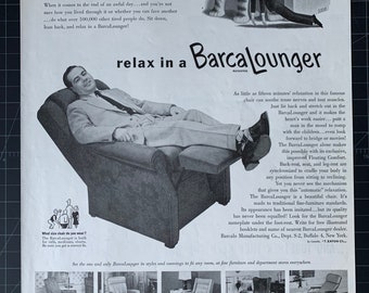Vintage 1954 barcalounger chair print ad