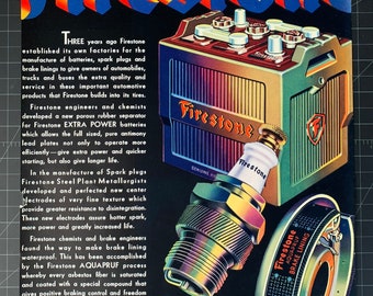 Vintage Firestone-däck från 1934, originalannons