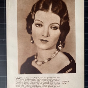 Vintage circa 1930 myrna loy photoplay portrait