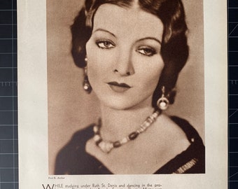 Vintage circa 1930 myrna loy photoplay portrait