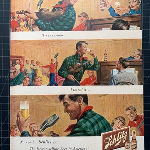Vintage 1950 schlitz beer print advertisement