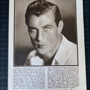 Vintage 1931 gary cooper magazine portrait & biovintage