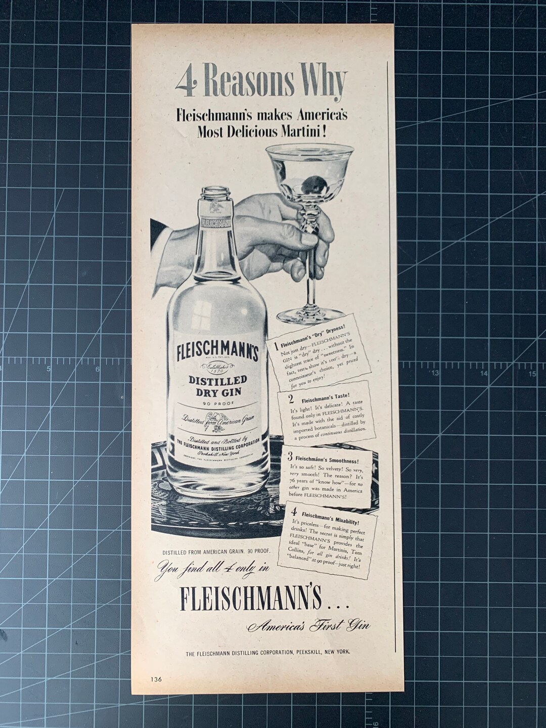 Vintage 1946 Fleischmanns Gin Print Ad Etsy