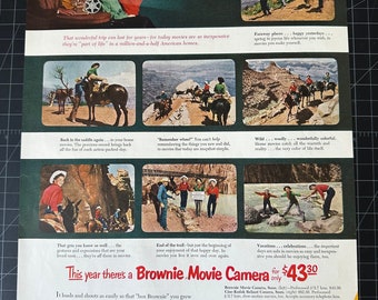 Vintage 1952 Kodak Brownie filmcamera print advertentie