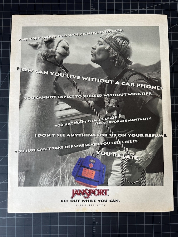 Vintage 1993 Jansport Backpacks Original Advertisement - Etsy Ireland Vintage 1993 Jansport Backpacks Original Advertisement - Etsy Ireland