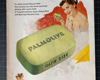 Vintage jaren 1950 palmolive zeep print advertentie