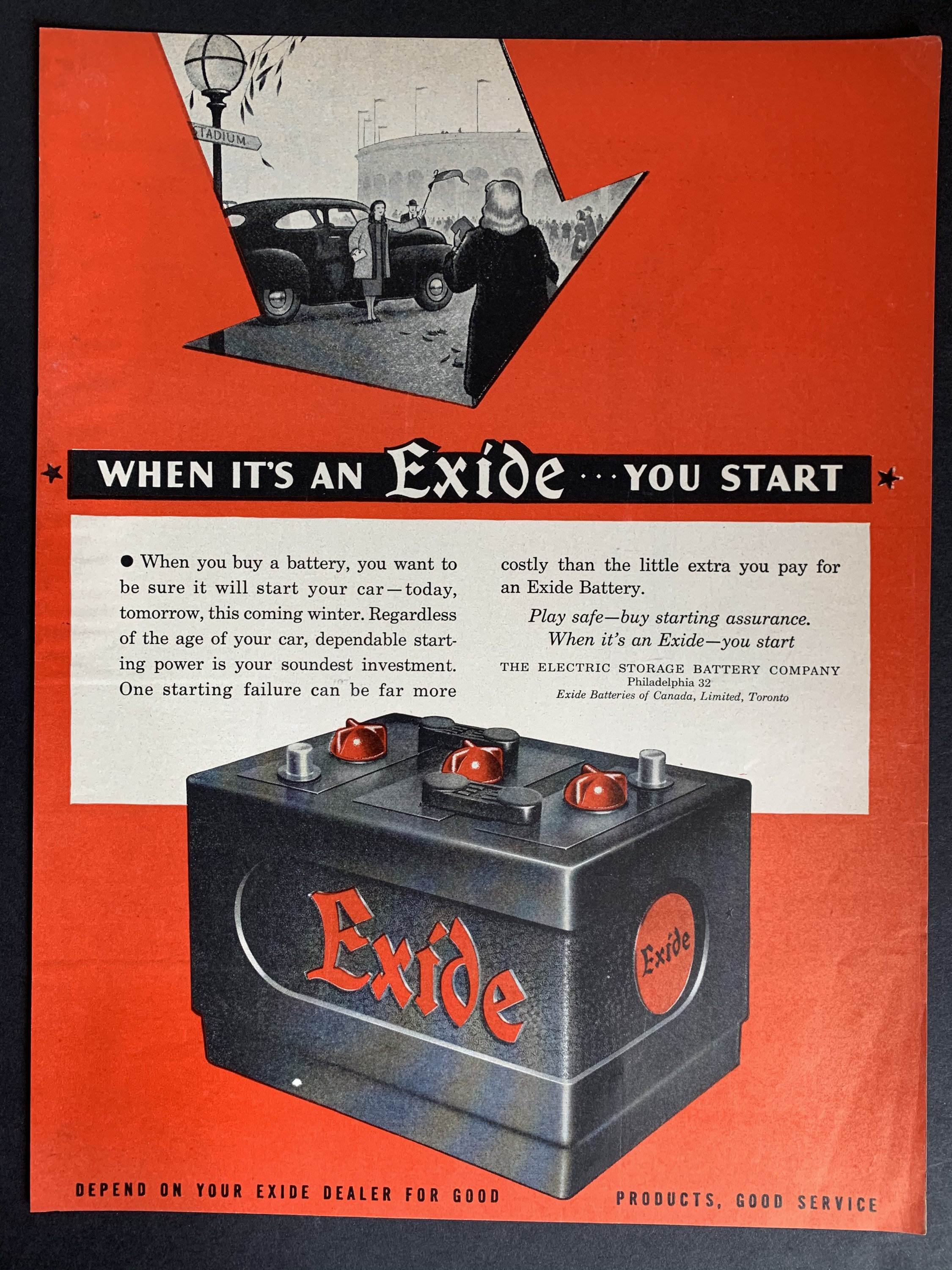 Vintage 1940s Exide Car Battery Original Print Ad - Etsy