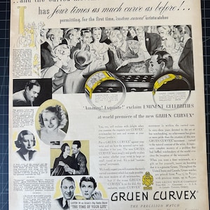 Vintage 1937 Gruen Curvex Watches Print Ad