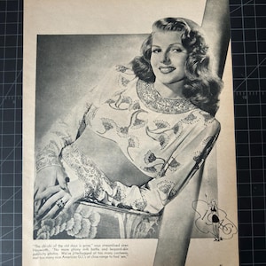 Vintage 1940s Rita Hayworth Magazine Portrait