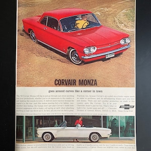 Vintage 1963 chevrolet corvair monza print advertisement
