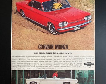 Vintage 1963 chevrolet corvair monza print ad