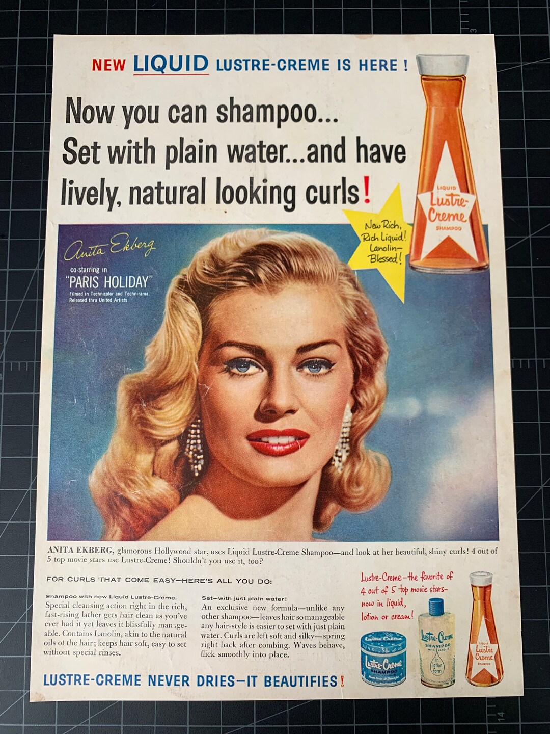 Vintage 1958 Lustrecreme Shampoo Print Ad Etsy
