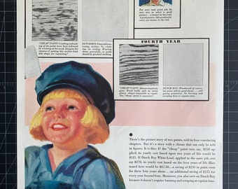 Tijdschriftadvertentie in Nederlandse jongensloodverf uit 1932 • Vintage woondecoratieafdruk • Originele reclame uit de jaren 30