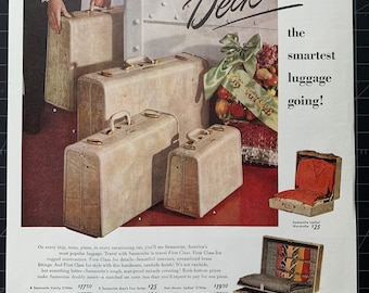 Vintage 1948 samsonite luggage print ad