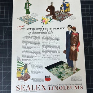 Vintage 1929 sealex linoleums print advertisement