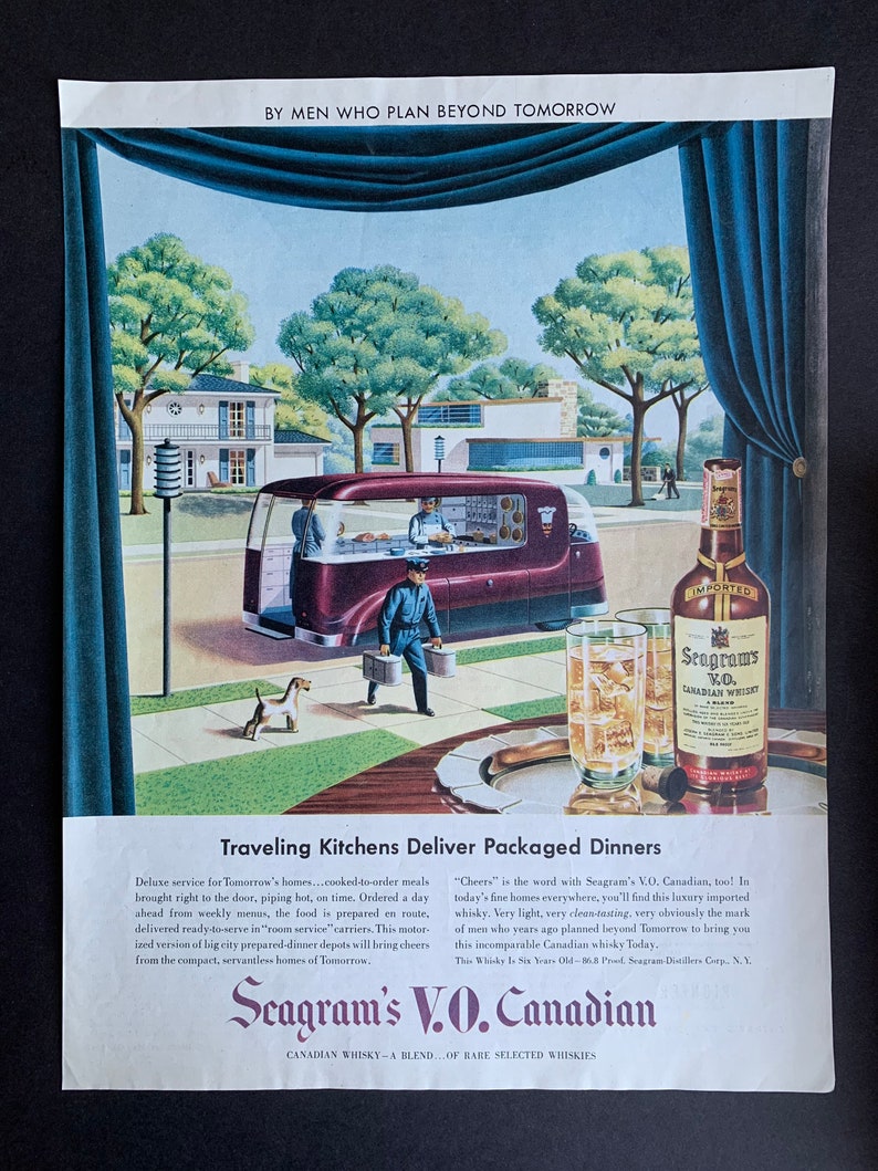 Vintage 1947 Seagrams VO Canadian Whiskey Futuristic Print Ad image 1