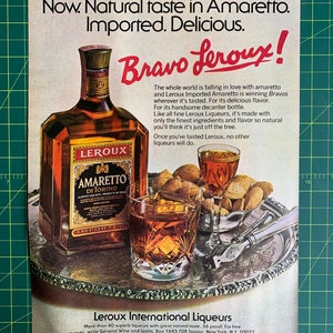 Vintage 1984 Leroux Amaretto Liqueur Print advertisement