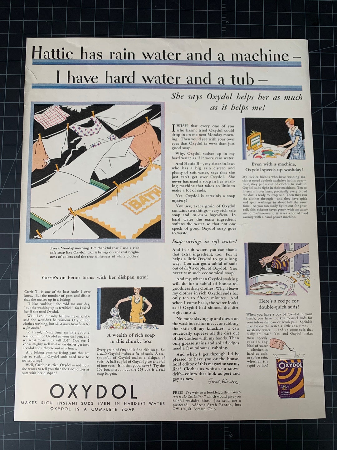 Vintage 1930s Oxydol Detergent Print Ad - Etsy