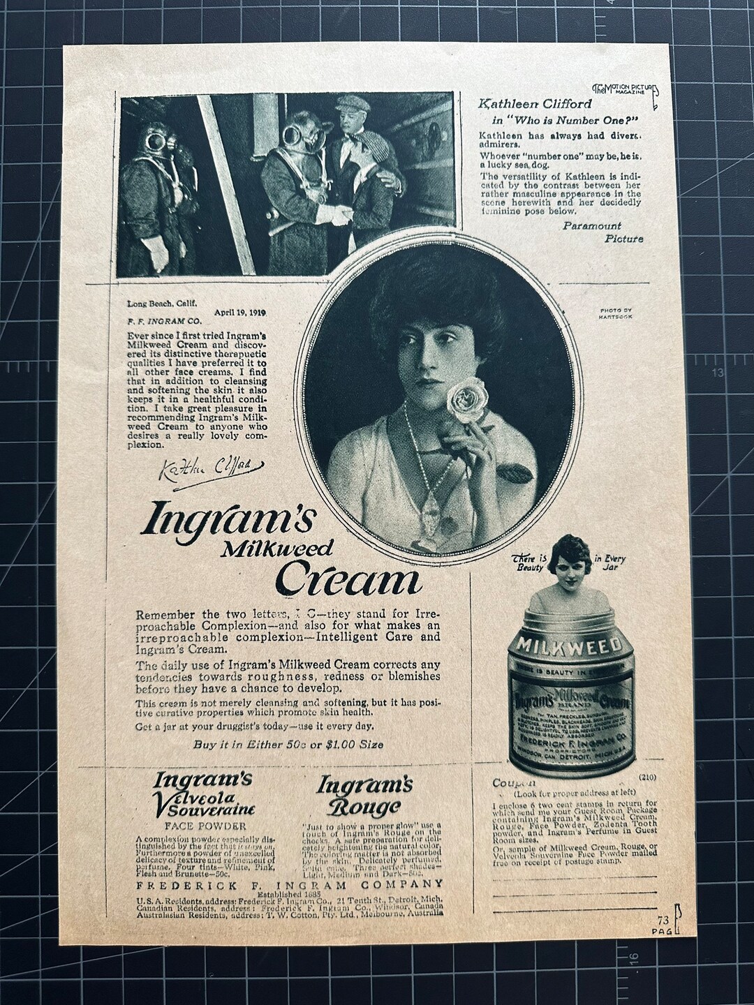 Vintage 1920s Ingrams Milkweed Cream Print Ad Etsy