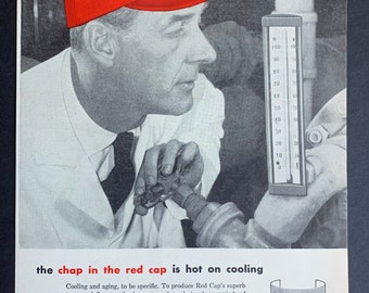 Publicité originale de Carling's Red Cap Ale vintage des années 50