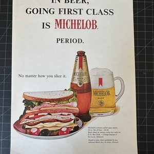 Anuncio impreso vintage de cerveza Michelob de los años 60