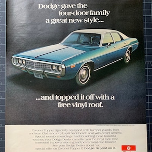 Vintage 1972 Dodge Coronet Topper Print advertisement