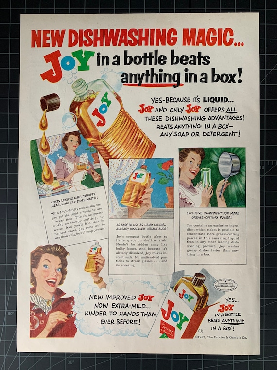 Vintage 1952 Joy Dish Soap Print Ad Etsy