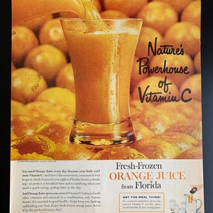 Vintage 1960 florida orange juice print advertisement
